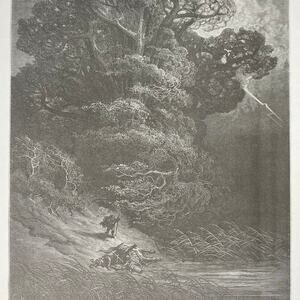 Dore, Fables, Oak and Reed, Death and Woodcutter, Bookplate, Art ~ 240706-WH 290